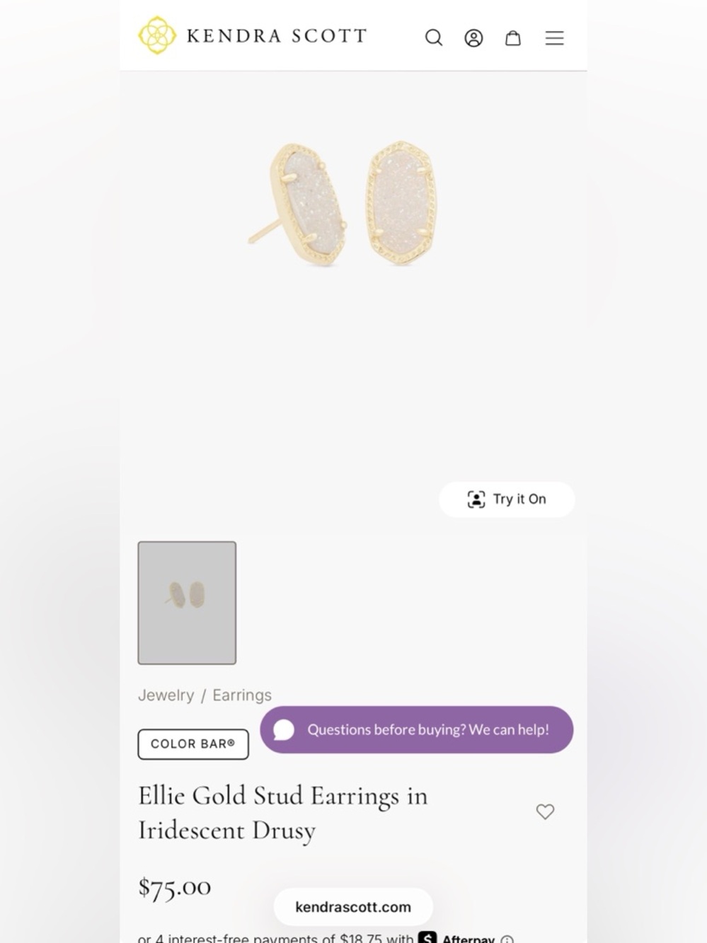 Kendra Scott Gold Ellie Studs (necklace also for sale) in Iridescent Druzy